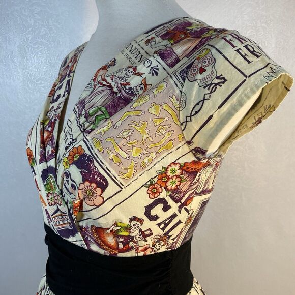 Folter sz S Day of the Dead Swing Dress - Picture 6 of 16